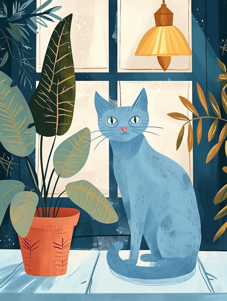 Russian Blue Storybook Illustration 2