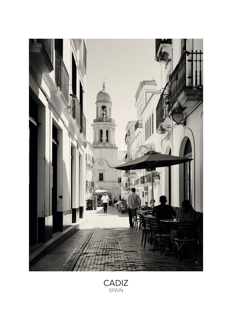 Poster Of Cadiz, Spain, Black And White Analogue Photography 6