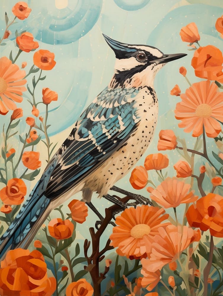 Peinture d'Oiseau Détaillée Geai Bleu 4