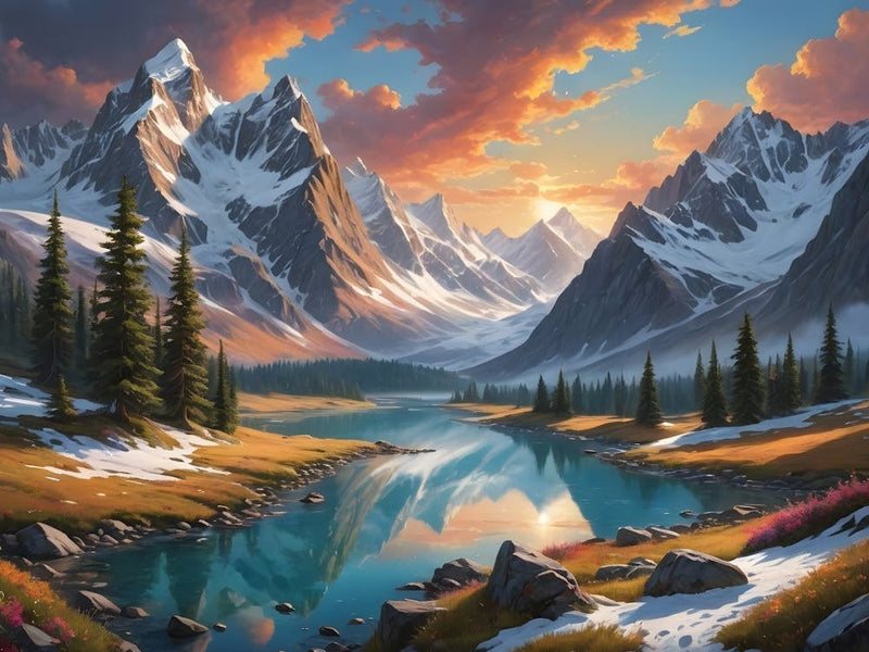 Reflets Tranquilles – Un Paysage Montagneux Époustouflant