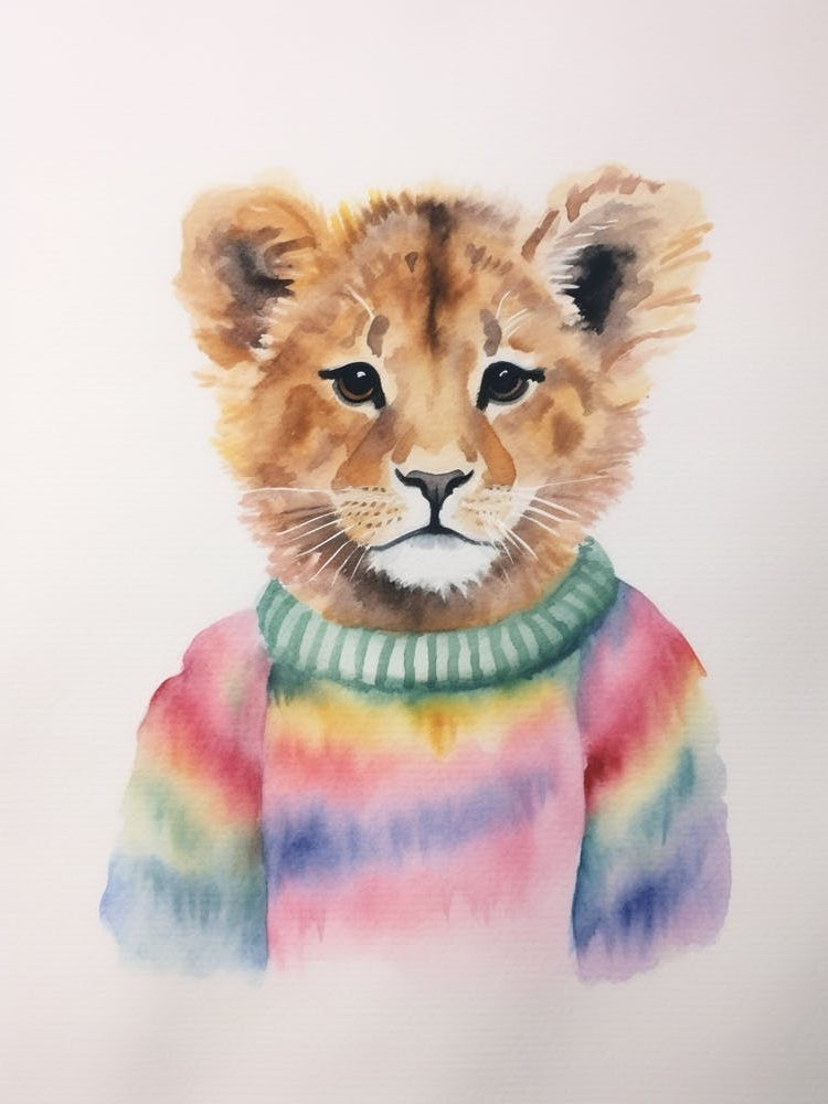 Baby Animal Watercolour Lion 2