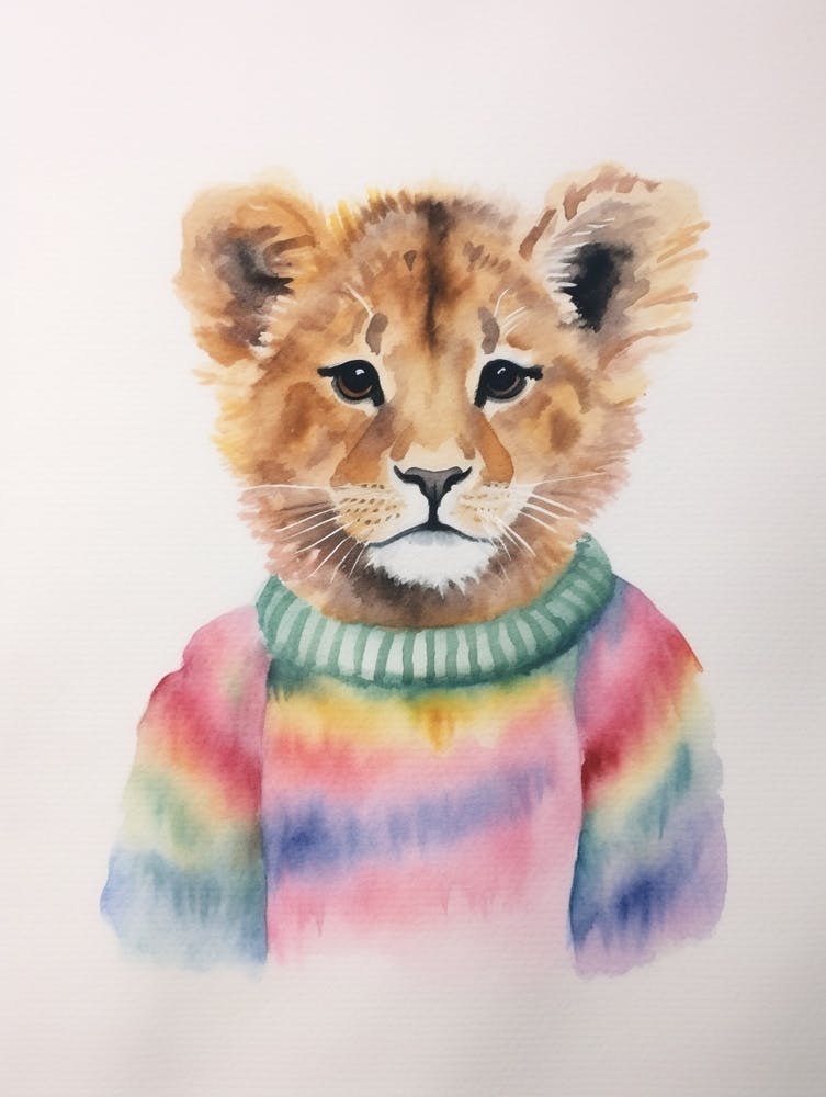 Baby Animal Watercolour Lion 2