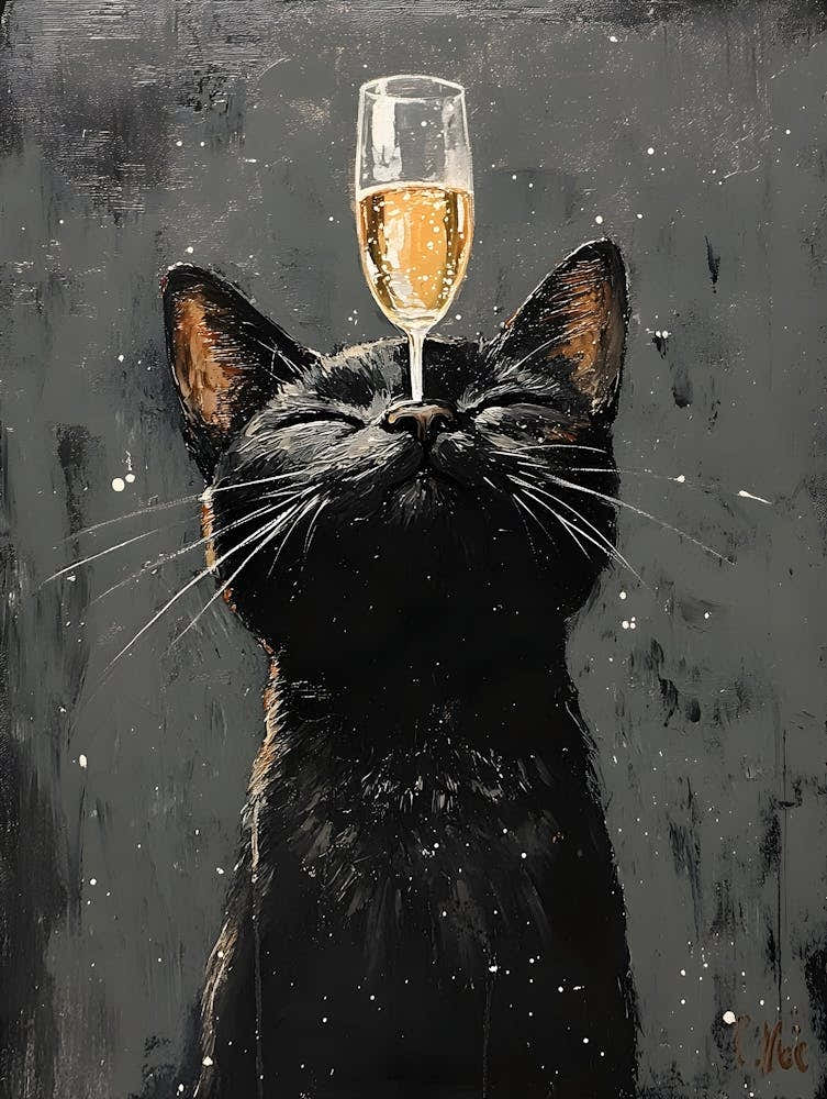 Cat Balances Wine 10