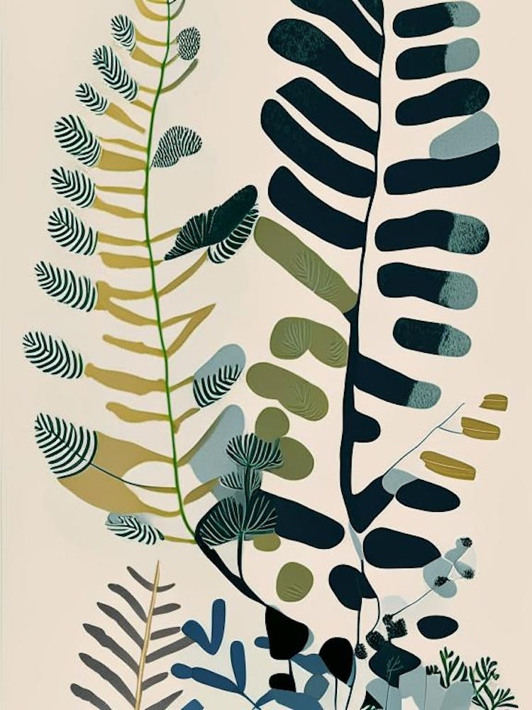 Maidenhair Fern Wildflower Modern Muted Colours 1