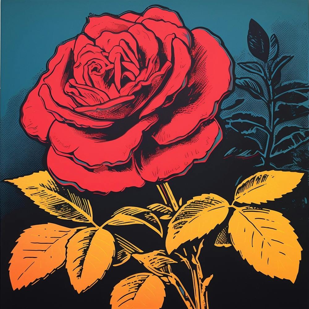Rose 4 Pop Art Illustration Square