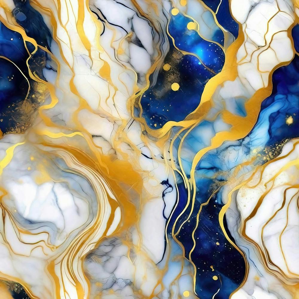 Abstraktes Gold- und Blau-Marmorgemälde