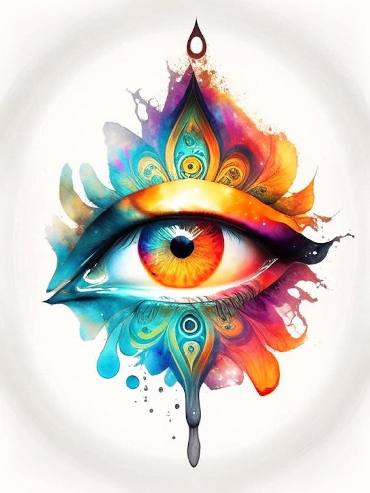 Om Aum, Symbol, Third Eye Watercolour 2