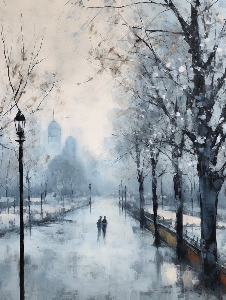 Winter City Park Painting Battersea Park London 1