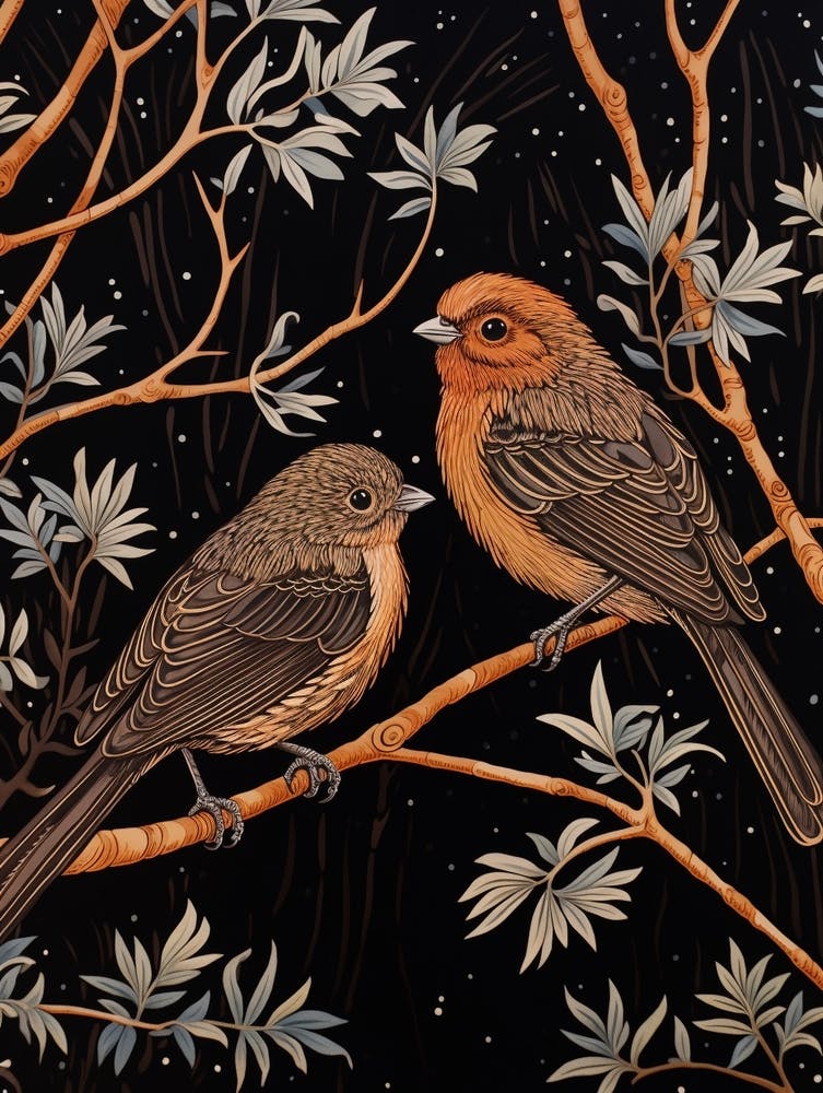 Jugendstil Vögel Poster Fink 3