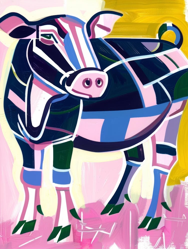Cow In Pink And Blue