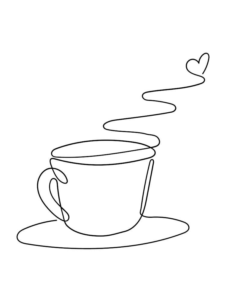 Cup Of Coffee hand drawing minimalist line art