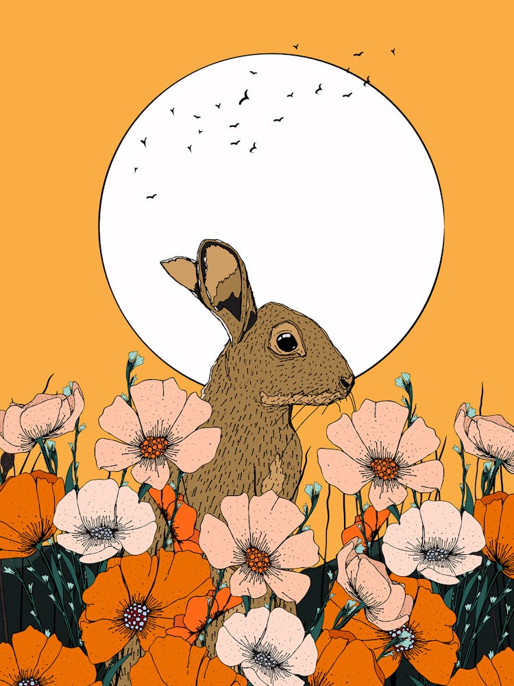 Rabbit In Flowers