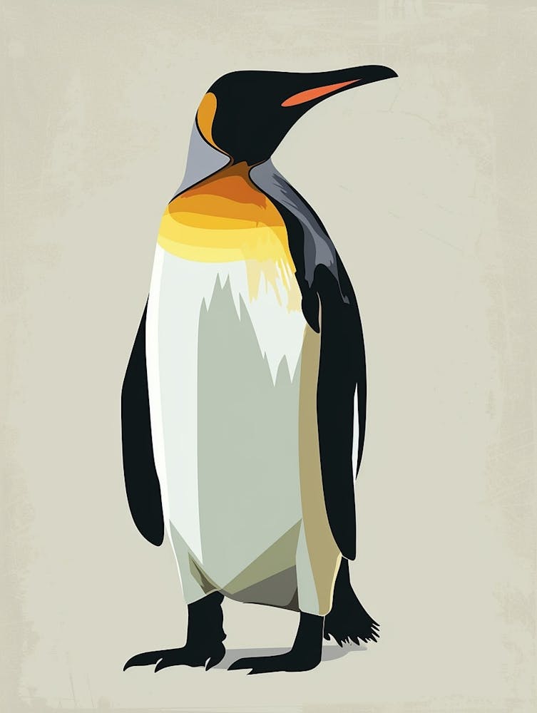 King Penguin Robben Island Minimalist Illustration 1
