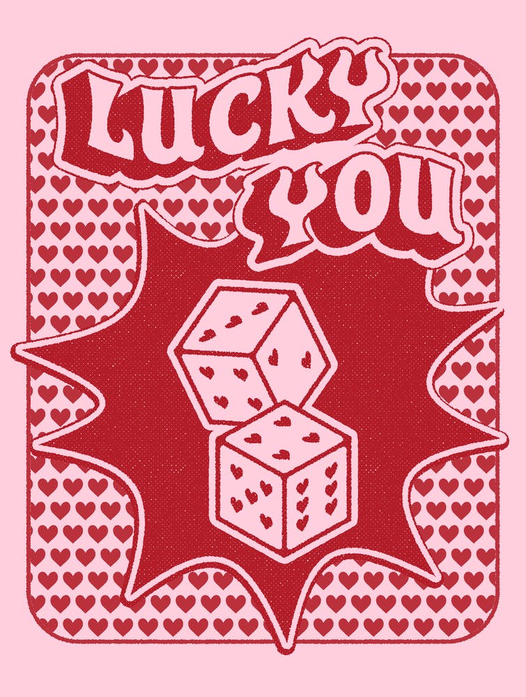 Lucky You Dice in Pink and Red