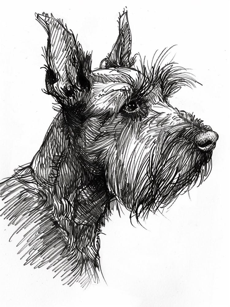 Schottischer Terrier Hund Linienzeichnung 1