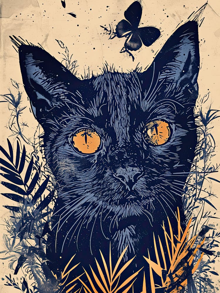 Black Cat With Yellow Eyes