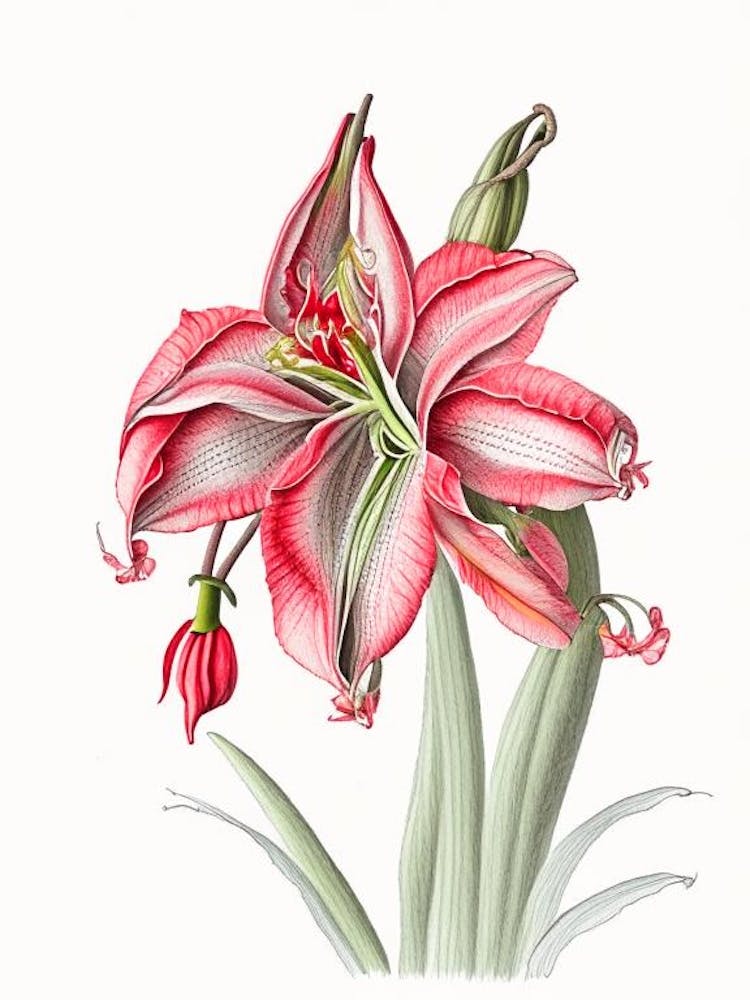 Amaryllis Floral Quentin Blake Inspired Illustration 2 Flower
