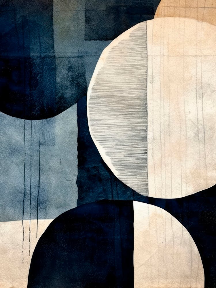 Contrast Abstract Circles. Dark Blue and Beige