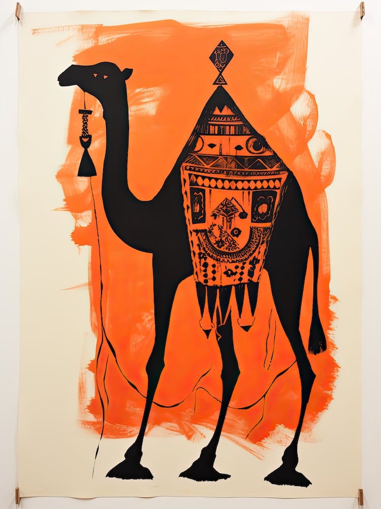 Camel, Woodblock Animal Drawing 1