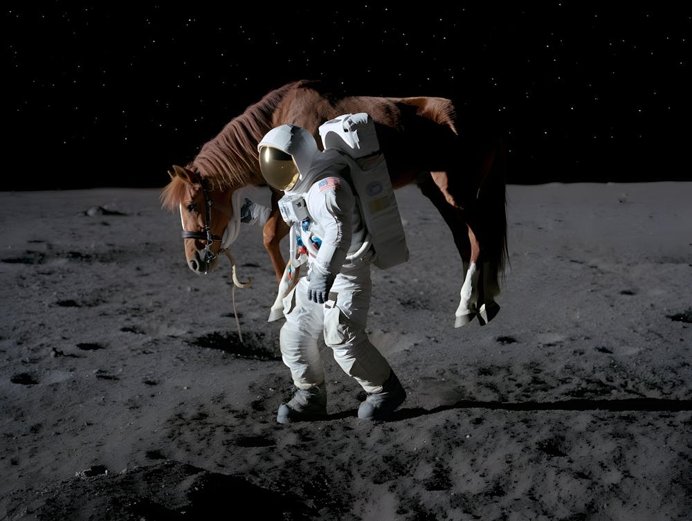 The Cosmic Cowboy: Surreal Astronaut & Horse