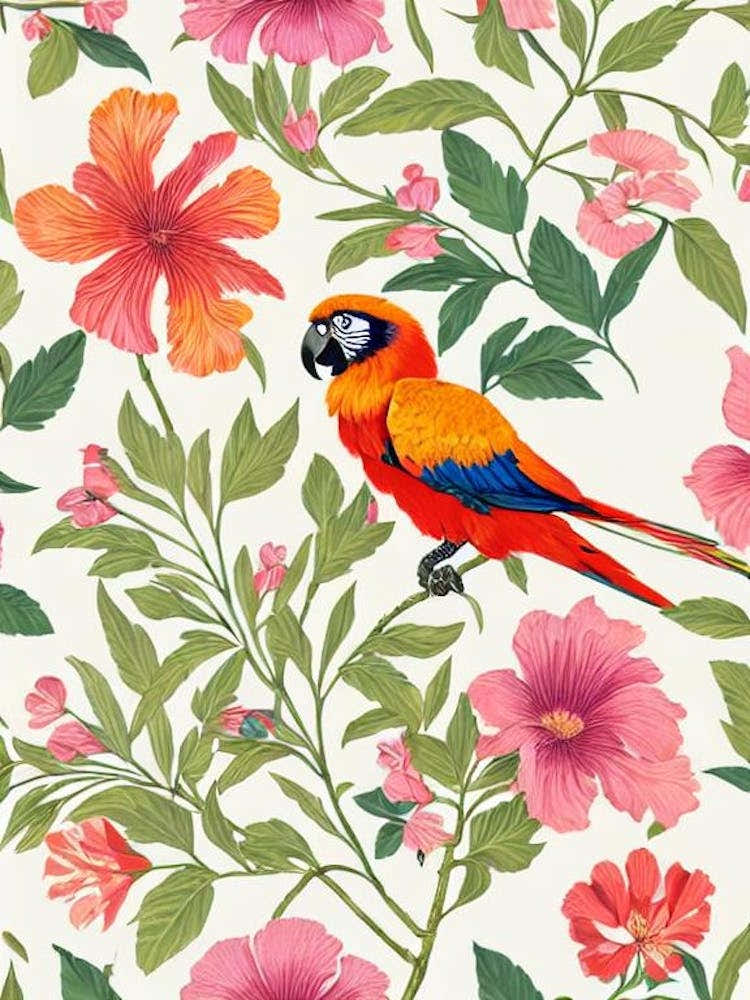 Macaw William Morris Style Bird