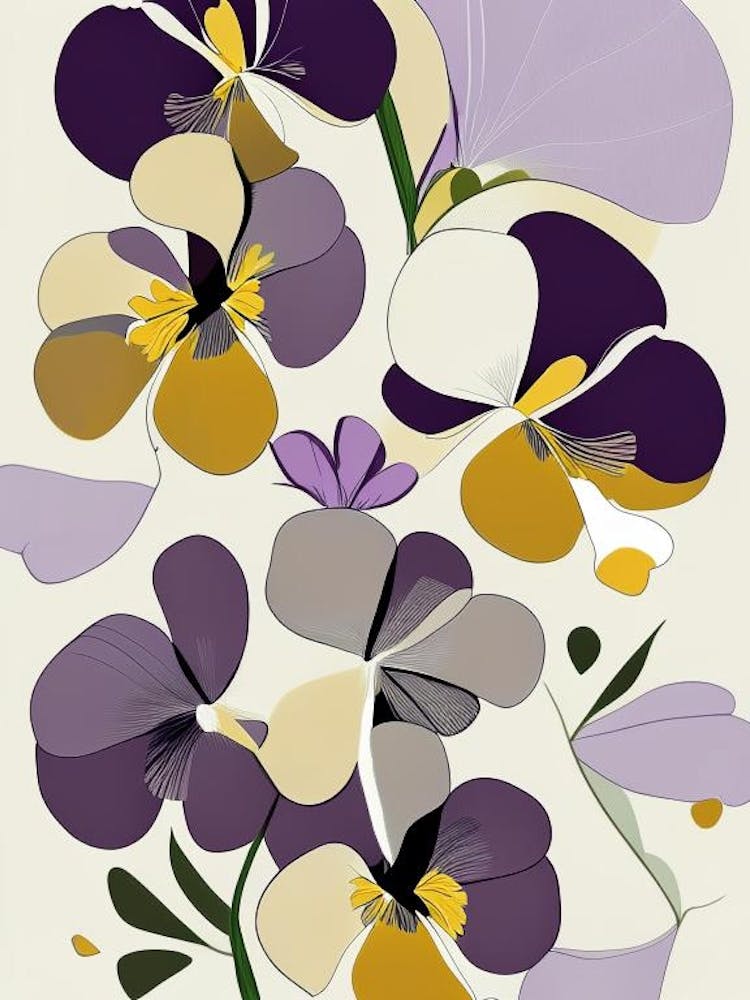 Pansy Wildflower Modern Muted Colours