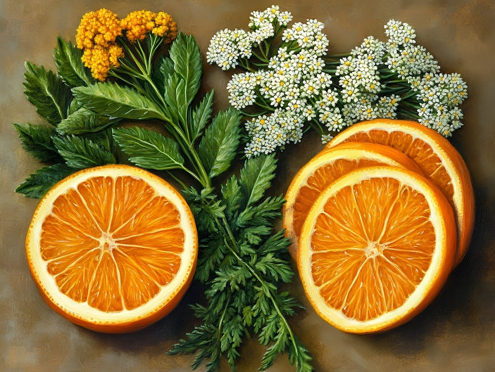 Oranges And Flowers