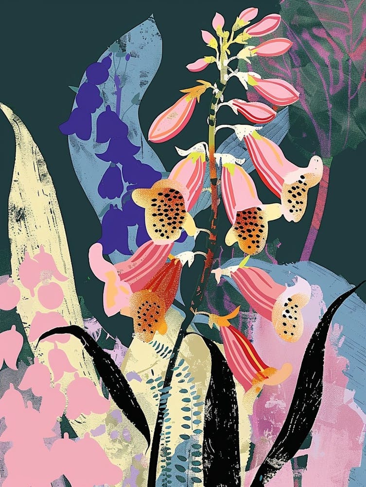 Colourful Flower Illustration Foxglove 1