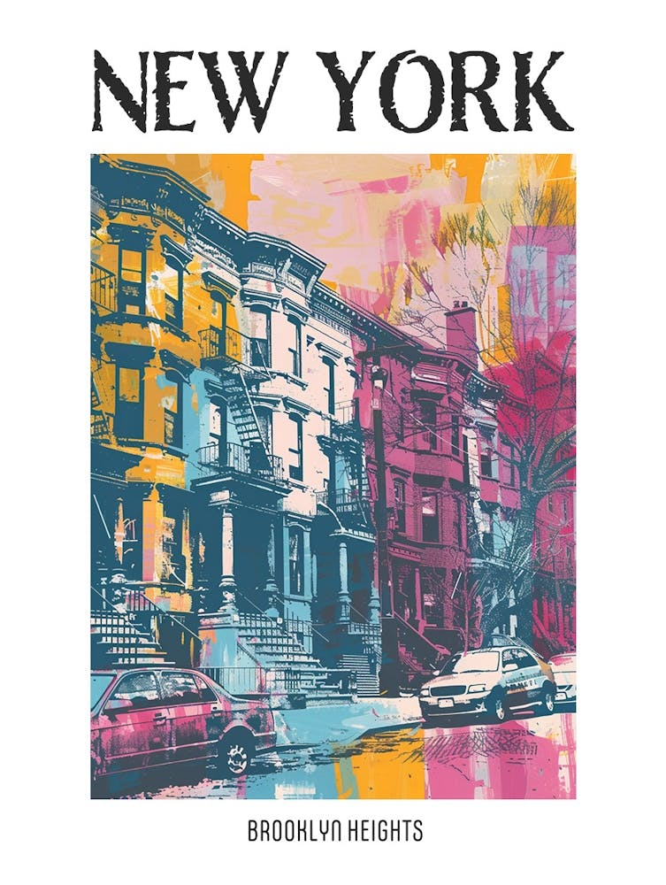 Brooklyn Heights New York Colourful Silkscreen Illustration 4 Poster