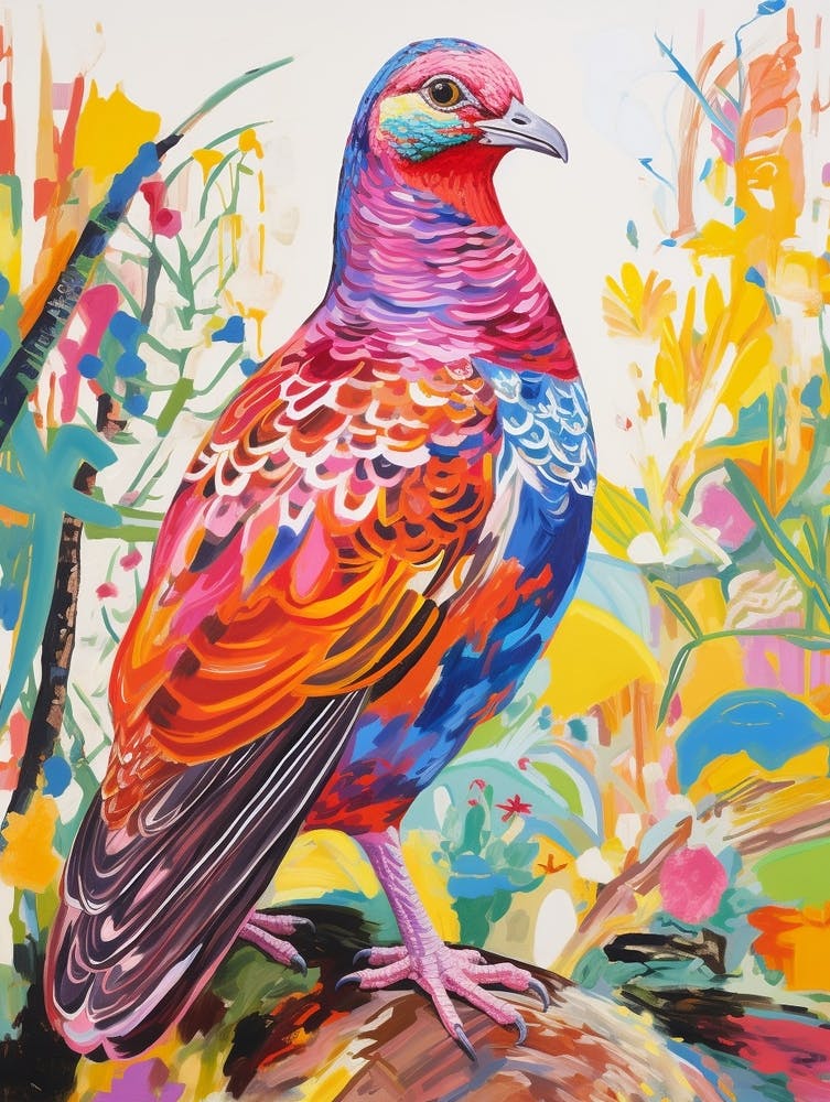 Colourful Bird Painting Grouse 1