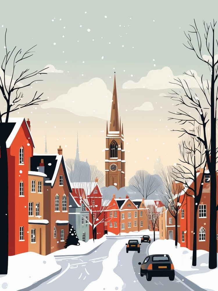 Retro Winter Illustration Bristol United Kingdom
