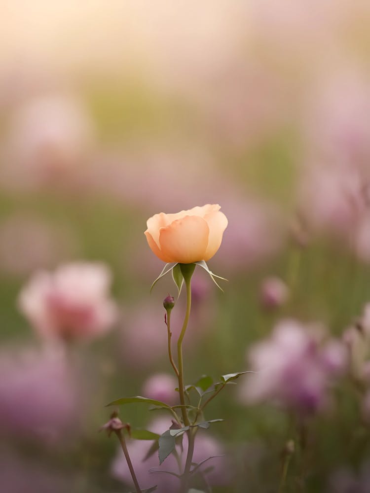 Pink Rose In A Field