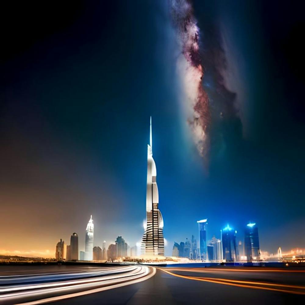 Burj Khalifa - Burj Khalifa with milky way galaxy Stock Videos & Royalty- Footage