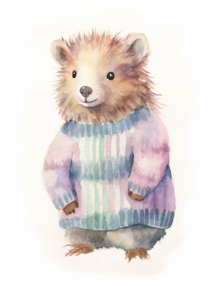 Baby Animal Watercolour Porcupine 2