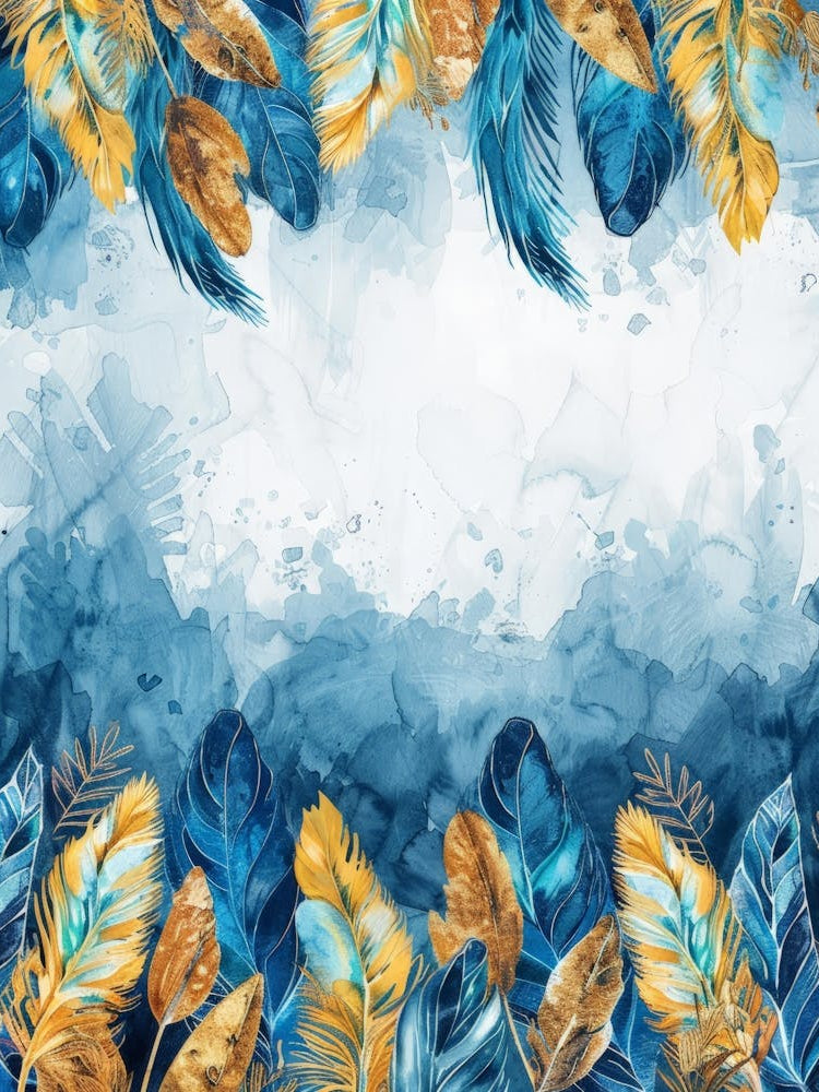 Watercolor Feathers Background 1