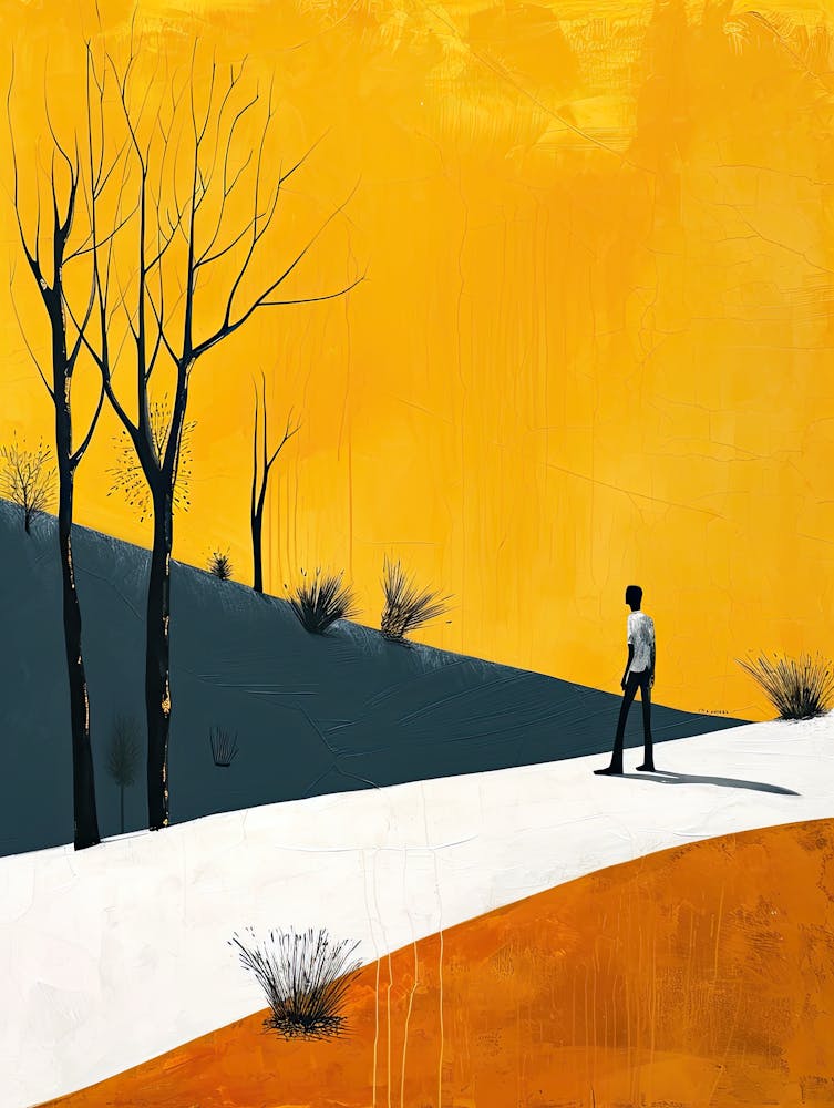 Man Walking In A Desert, Mexico