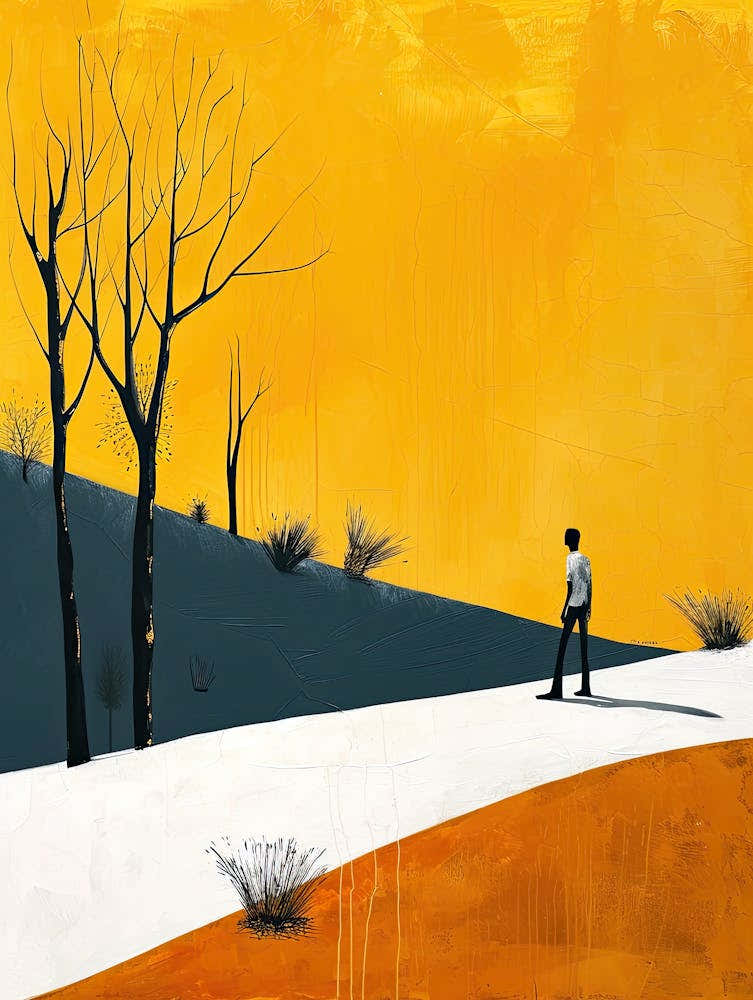 Man Walking In A Desert, Mexico