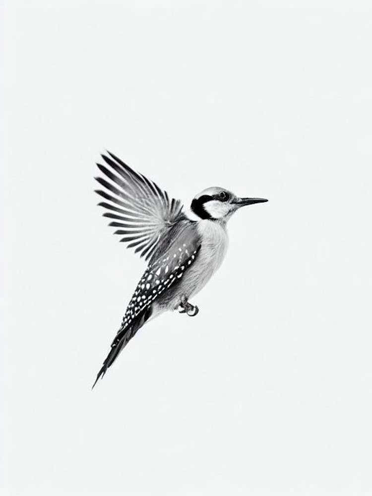 Woodpecker B&W Pencil Drawing 3 Bird