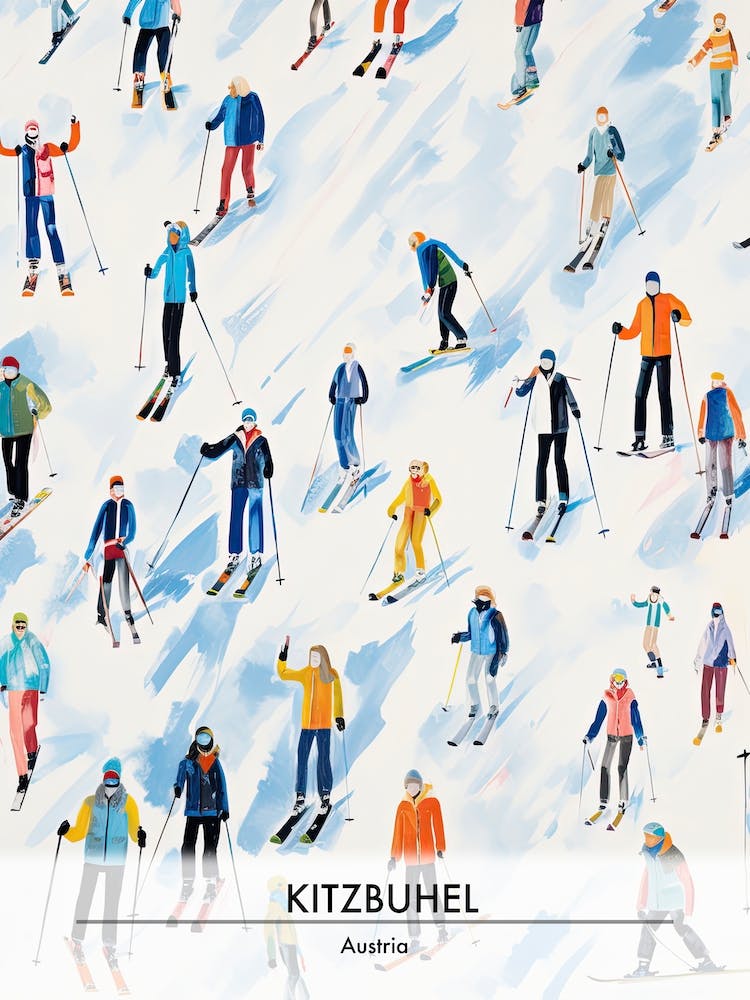 Kitzbuhel   Austria, Ski Resort Poster Illustration 2