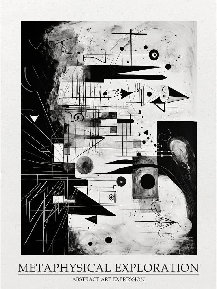 Metaphysical Exploration Abstract Black And White 4 Poster