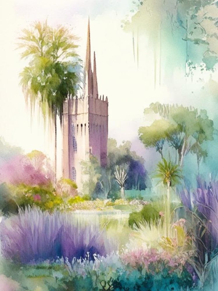 Bok Tower Gardens, 1, Usa Pastell-Aquarell