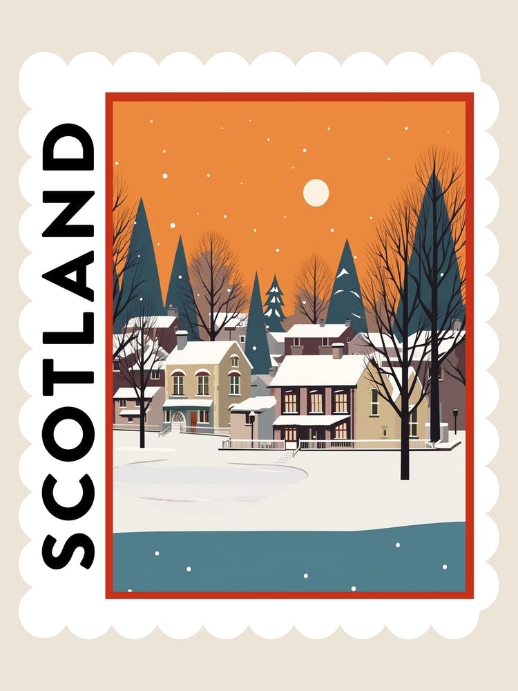 Retro Winter Stamp Poster Inverness United Kingdom