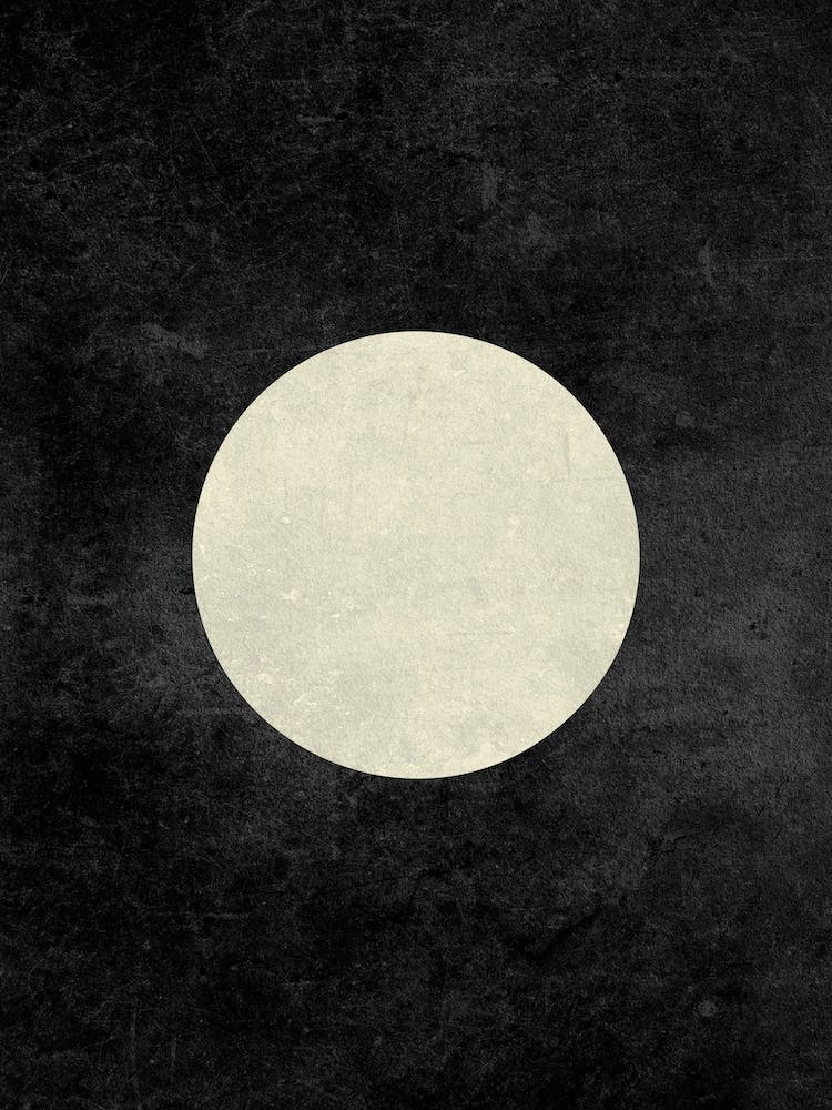 Minimal Full Moon Phase In Charcoal