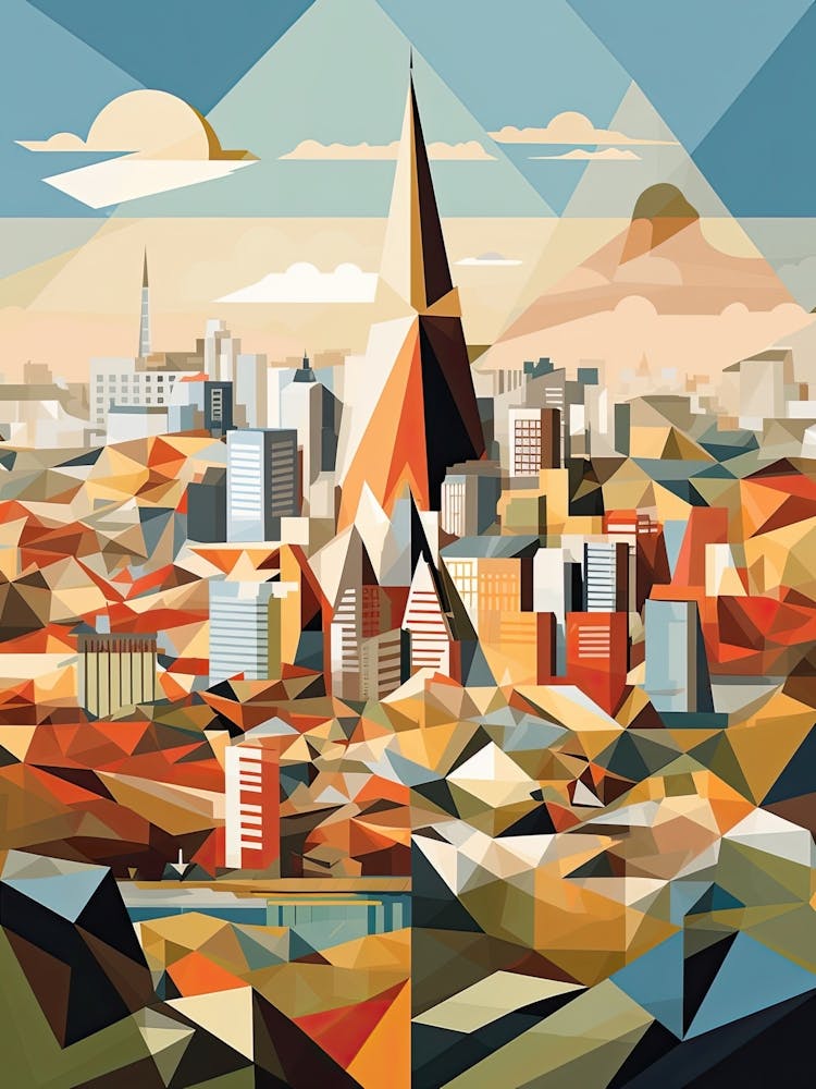 Frankfurt, Germany, Geometric Illustration 1