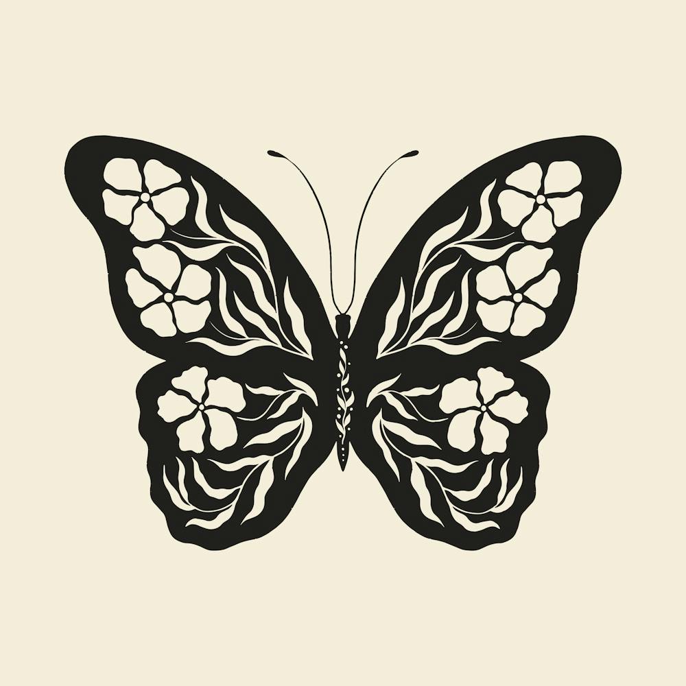 Papillon d'Art Populaire 01 - Encre
