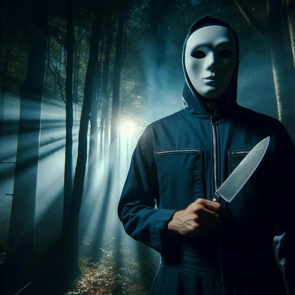 Man Holding Knife In The Woods