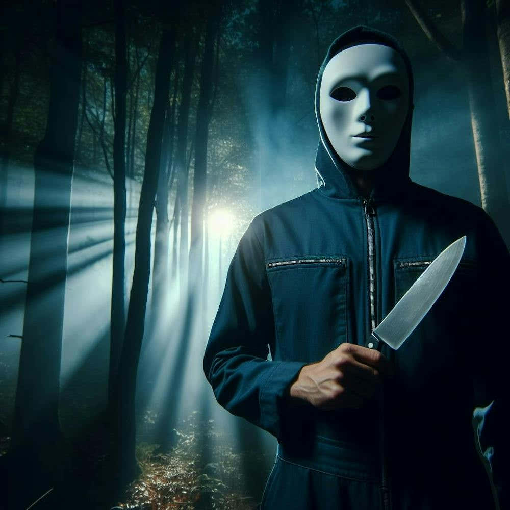 Man Holding Knife In The Woods