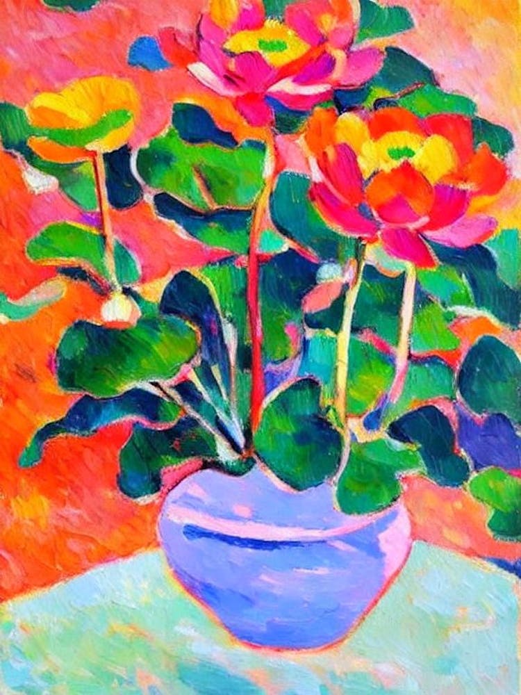 Lotus Floral Abstract Block Colour 2 1 Flower