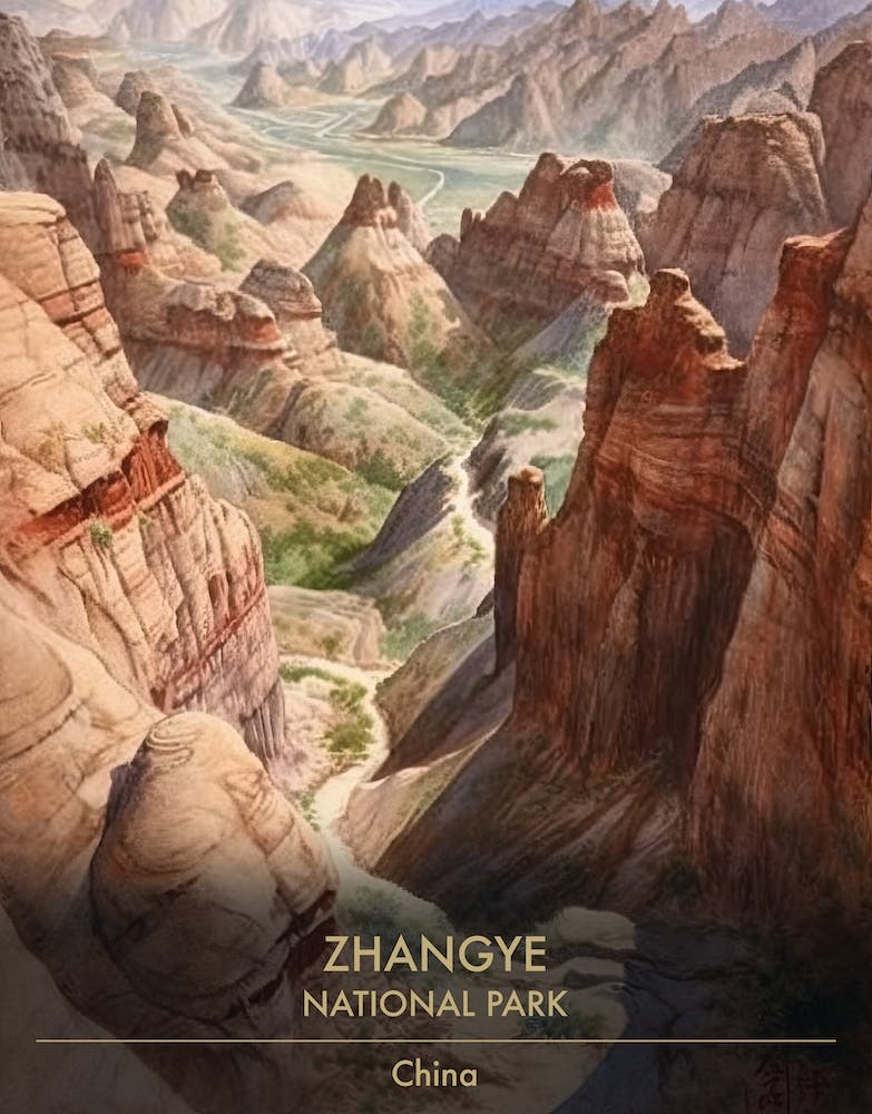 Zhangye National Park China Aquarell 4