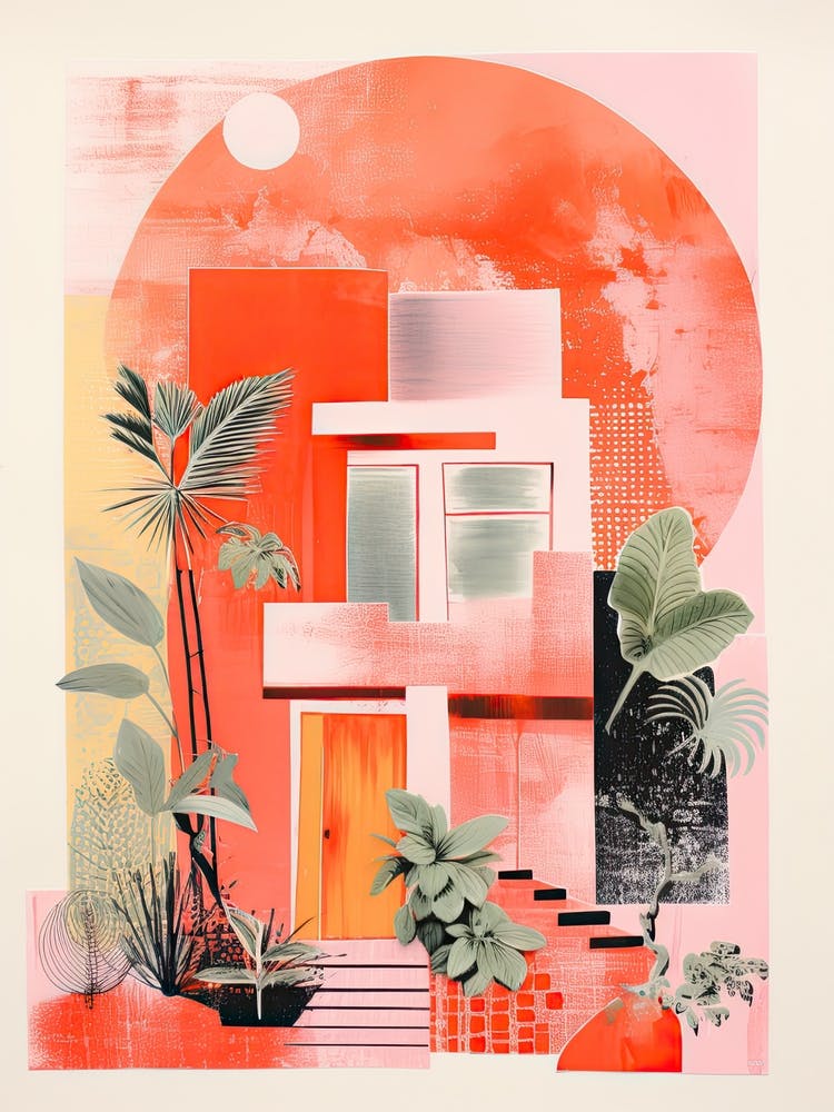 A House In Lisbon, Abstract Risograph Style 1